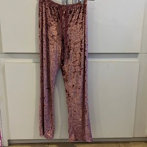 Crushed velvet drawstring pants